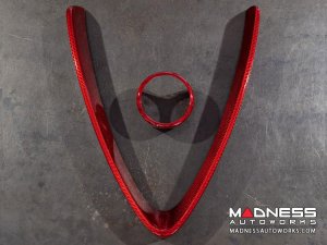 Alfa Romeo Stelvio Front V Shield Grill Frame + Emblem Frame Kit - Carbon Fiber - Red Candy